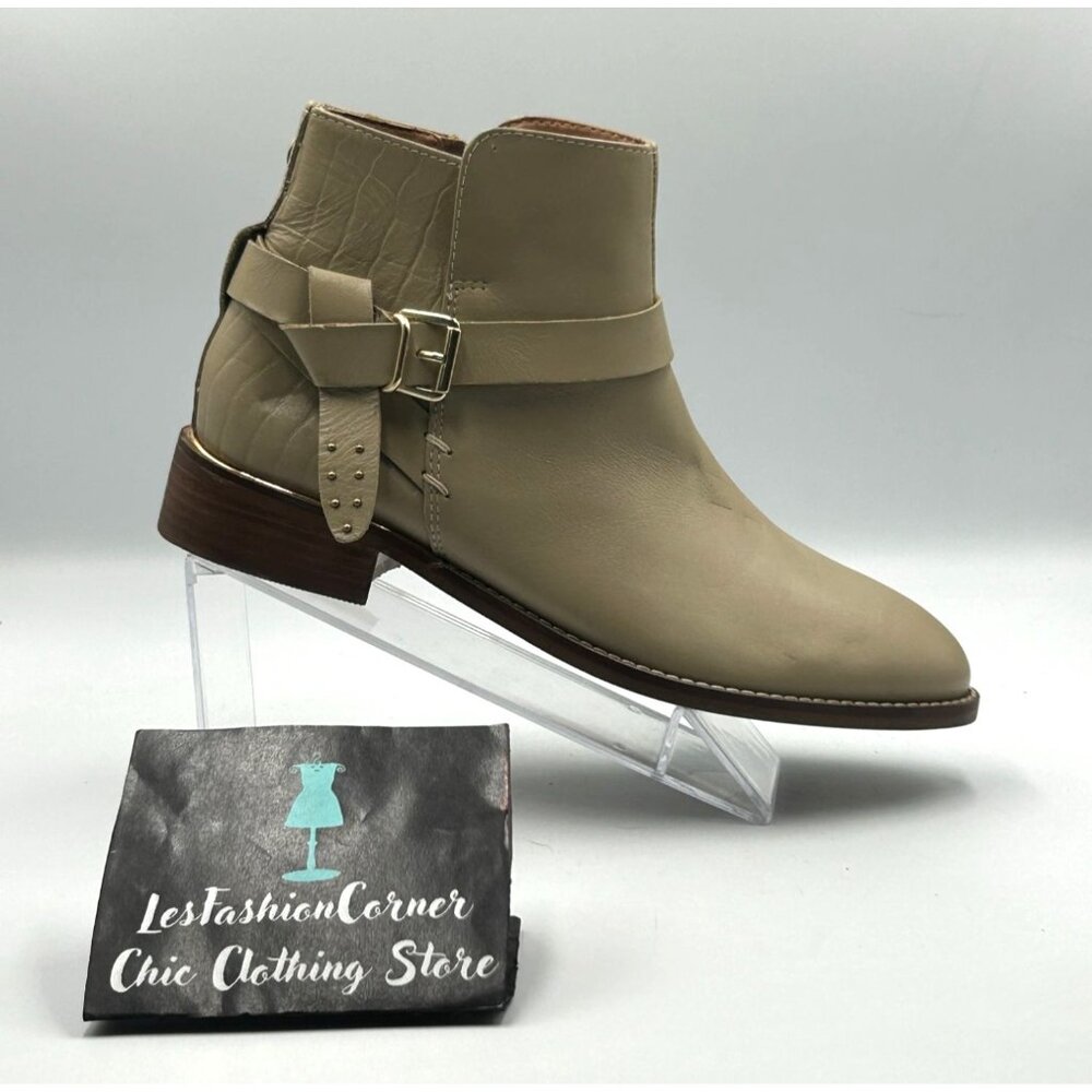 NWT Crevo Women's Beige Leather Strap Buckle Design Ankle Boots Size 8.5 2973 - Picture 15 of 16